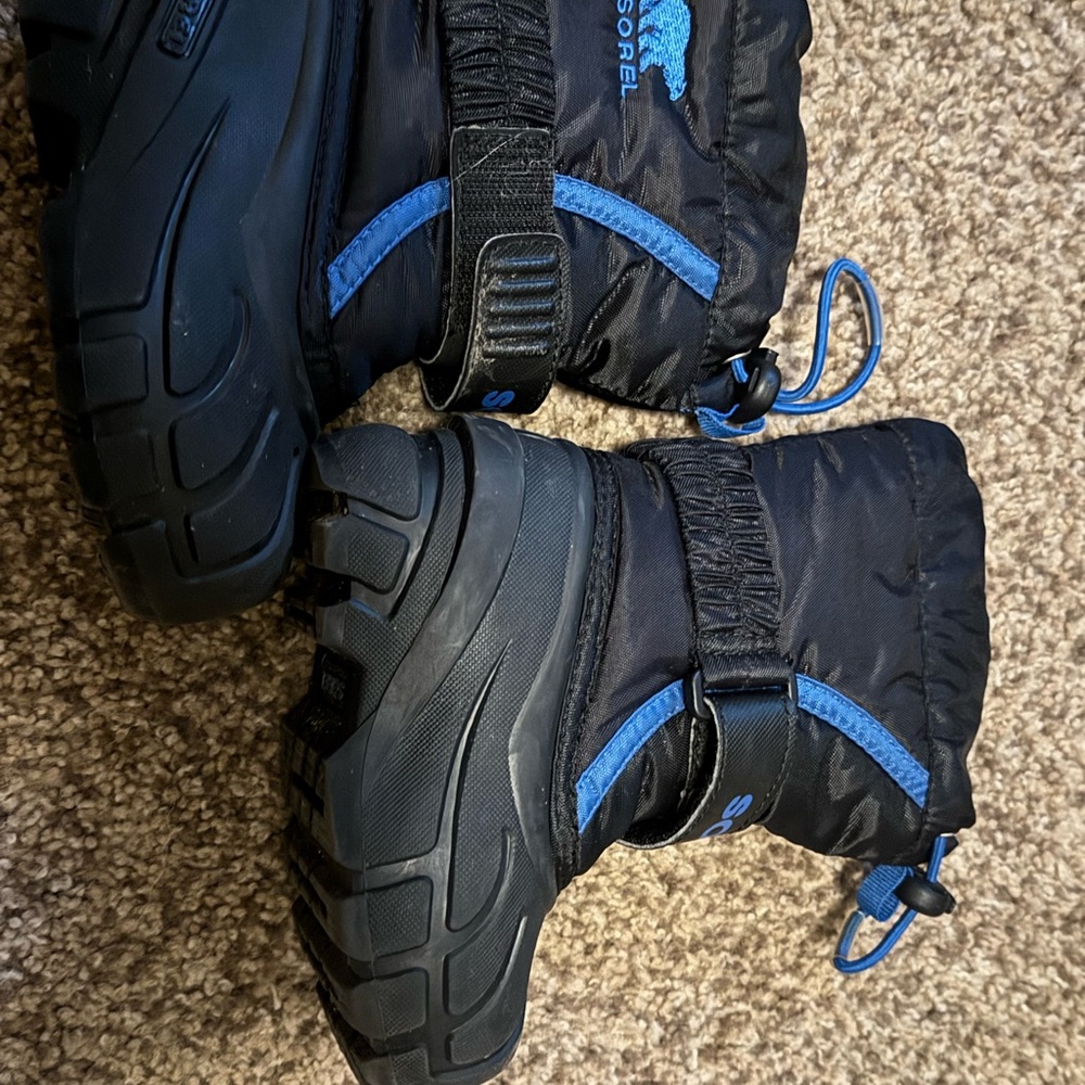 Sorel Kids Black and Blue Snow Boots
